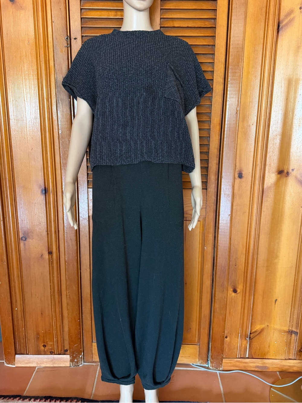 FP Beach Free People Charcoal Knit Top & Pants Matching Set XL